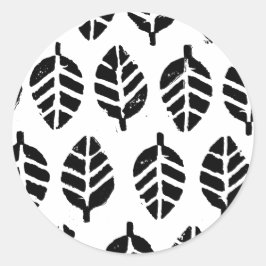 Pegatina Redonda Impresión de papa de patrón de hojas