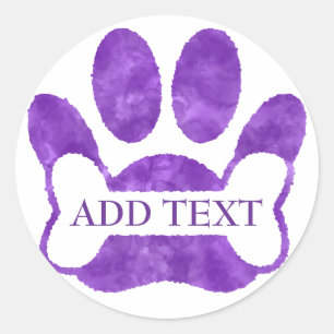 Pegatina Redonda Impresión De Paw De Perro Y Personalizado De Acuar