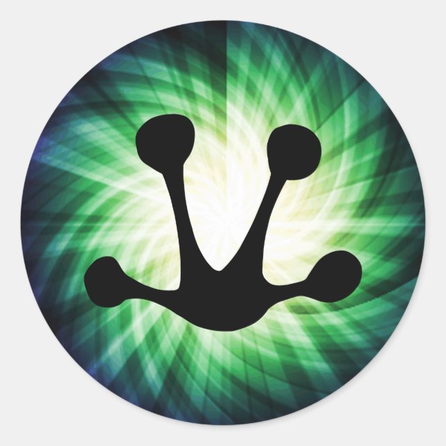 Pegatina Redonda Impresión de pie de rana brillante (Anverso)