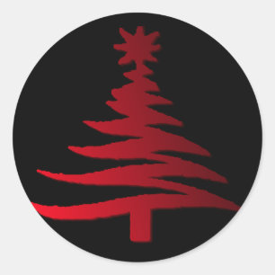Pegatina Redonda Impresión de plantilla de árbol de Navidad moderno