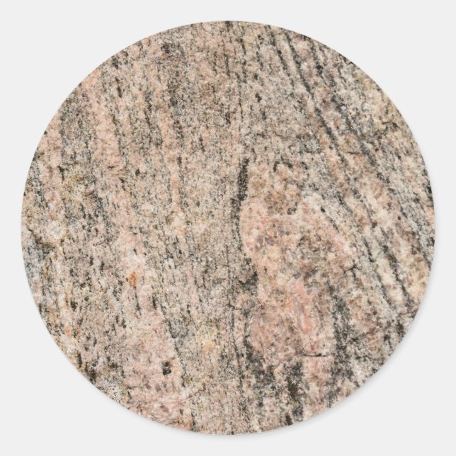 Pegatina Redonda Impresión de sedimentos de granito rosa y negro (Anverso)