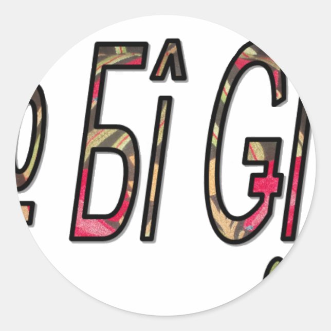 Pegatina Redonda Impresión de texto bigiji (Anverso)