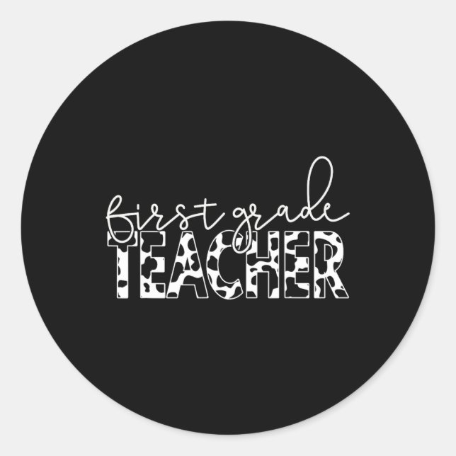 Pegatina Redonda Impresión de vacas para enseñanza primaria de prim (Anverso)