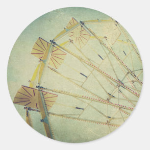 Pegatina Redonda Impresión de vintage de noria