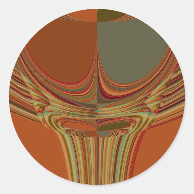 Pegatina Redonda Impresión del arte contemporáneo tradicional de la (Anverso)