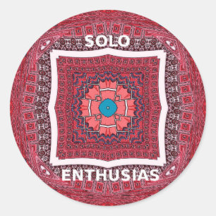Pegatina Redonda Impresión del arte del patrón de Ajrak tradicional