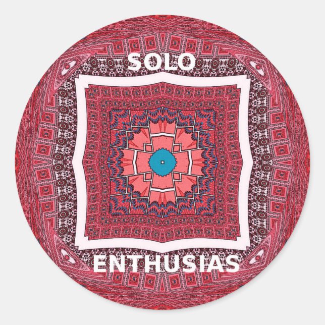 Pegatina Redonda Impresión del arte del patrón de Ajrak tradicional (Anverso)