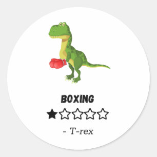 Pegatina Redonda Impresión divertida de dinosaurios sobre el boxeo