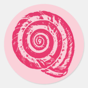Pegatina Redonda Impresión espiral de bloqueo de conchas marinas, r