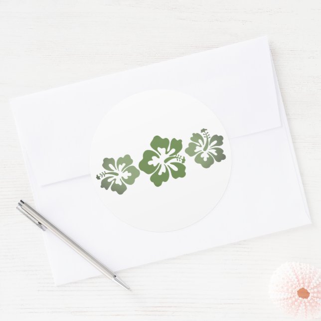 Pegatina Redonda Impresión hawaiana (Sobre)