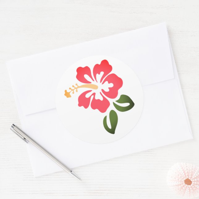 Pegatina Redonda Impresión hawaiana (Sobre)