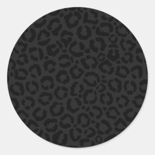 Pegatina Redonda Impresión minimalista moderna de leopardo negro