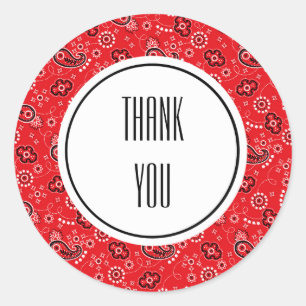 Pegatina Redonda Impresión personalizada de Black Paisley Bandana r