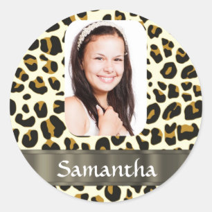 Pegatina Redonda Impresión personalizada de leopardo