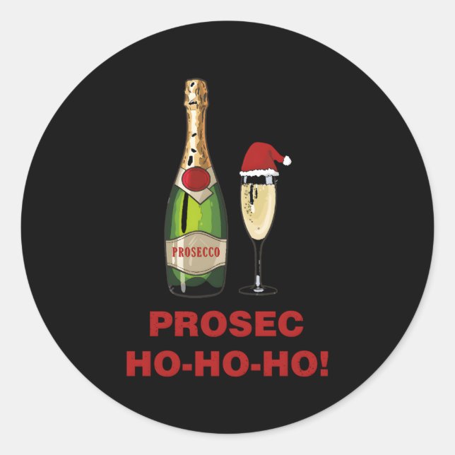 Pegatina Redonda Impresión Prosec-Ho Ho Ho Ho Prosecco (Anverso)