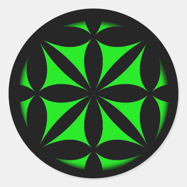 Pegatina Redonda Impresión retro/negra impresionante y verde modern (Anverso)