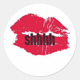PEGATINA REDONDA IMPRESIÓN SHHH HOT LIPS