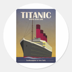 Pegatina Redonda Impresión Titanic Ocean Liner Art Deco