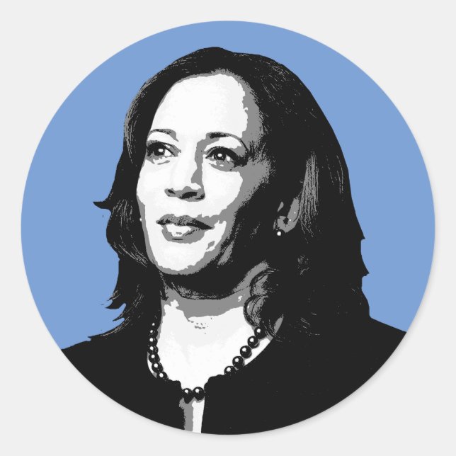 Pegatina Redonda Impresión vertical Kamala Harris (Anverso)