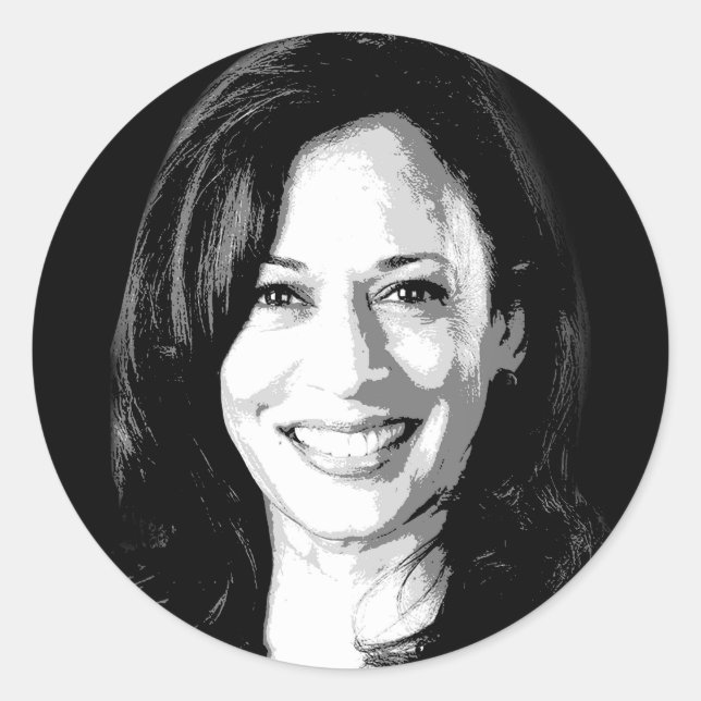 Pegatina Redonda Impresión vertical Kamala Harris (Anverso)
