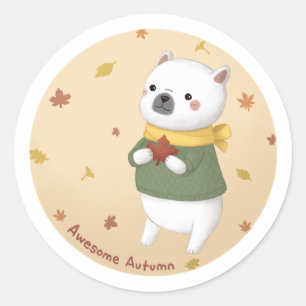 Pegatina Redonda Impresionante arte de Ilustracion de otoño