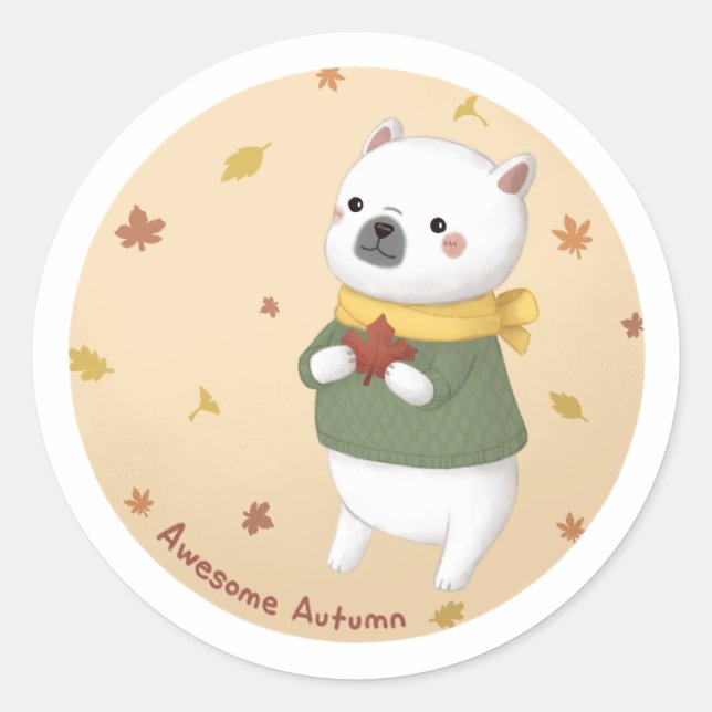 Pegatina Redonda Impresionante arte de Ilustracion de otoño (Anverso)