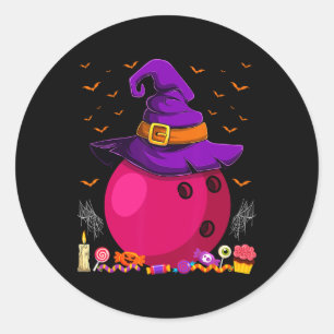 Pegatina Redonda Impresionante boliche Gorra de Brujas Boween