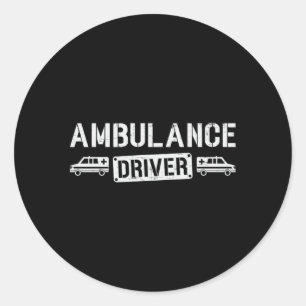 Pegatina Redonda Impresionante Conductor De Ambulancias Ems De Emer