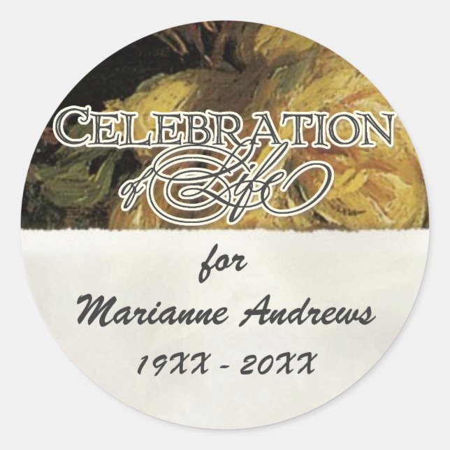 Pegatina Redonda Impresionante Coral Yellow Rose 2 Servicio conmemo (Anverso)