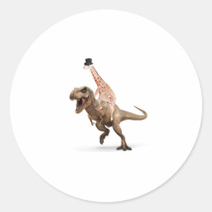 Pegatina Redonda Impresionante Crazy Giraffe Top Hat T-Rex - Mens_W