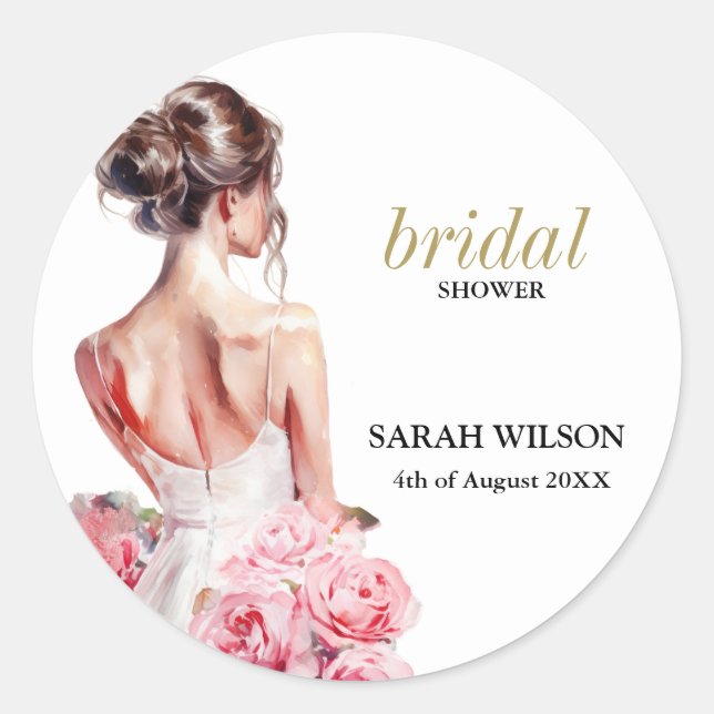Pegatina Redonda Impresionante ducha de novia con Boda en presupues (Anverso)