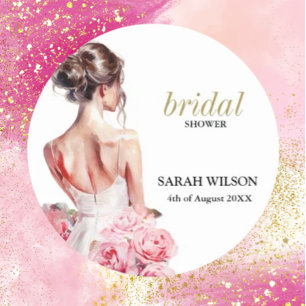 Pegatina Redonda Impresionante ducha de novia con Boda en presupues