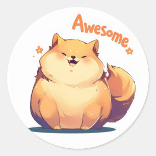 Pegatina Redonda Impresionante gracioso Perro de Anime Chunky