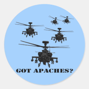Pegatina Redonda Impresionante helicóptero Apache