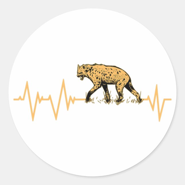 Pegatina Redonda Impresionante Hyena Heartbeat Design Wildlife (Anverso)