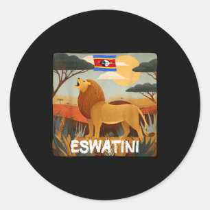 Pegatina Redonda Impresionante naturaleza de eswatini con disfraz g