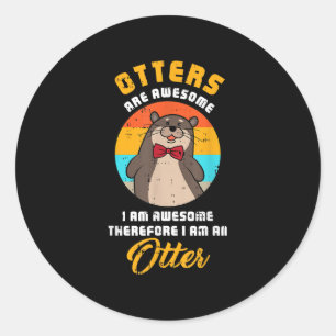 Pegatina Redonda Impresionante Otter Costume Cuyo Zoológico Animal