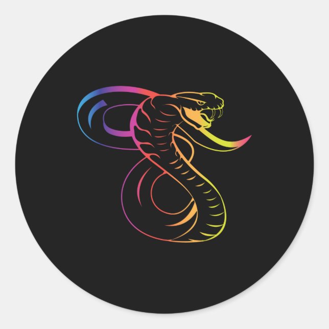 Pegatina Redonda Impresionante Serpiente Rey Cobra (Anverso)