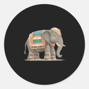 Pegatina Redonda Impresionante Trato De Elefante Para Niños Y Chica
