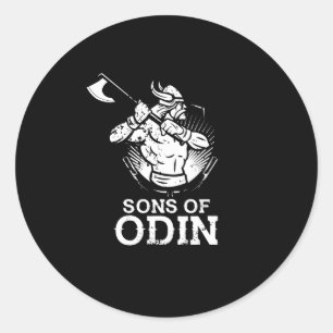Pegatina Redonda Impresionantes hijos de Odin Norse Vikings