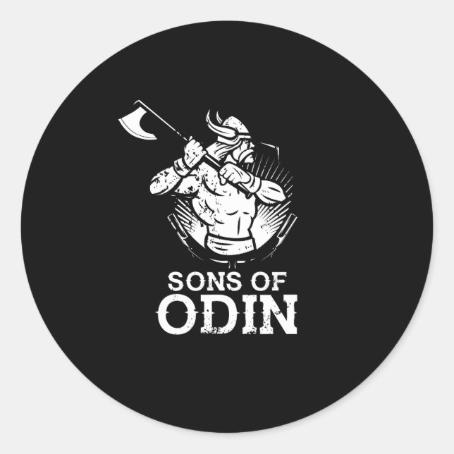 Pegatina Redonda Impresionantes hijos de Odin Norse Vikings (Anverso)