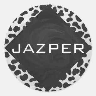 Pegatina Redonda Impresiones dálmatas en blanco y negro