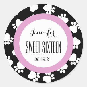 Pegatina Redonda IMPRESIONES DE PAW Dulces Dieciséis 16 Personaliza