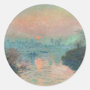 Pegatina Redonda Impresionismo de Monet Sunset Seine Bella Artes