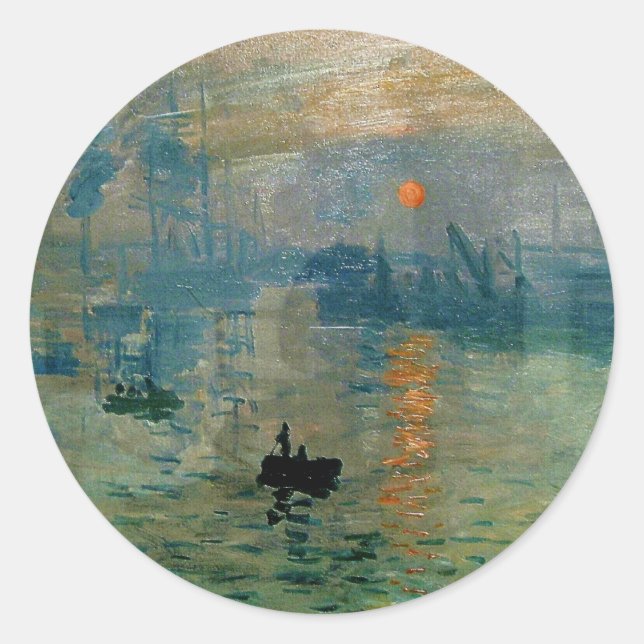 Pegatina Redonda Impression Sunrise de Monet (soleil levant) - 1872 (Anverso)