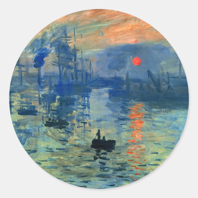 Pegatina Redonda Impression Sunrise, Soleil Levant, Claude Monet (Anverso)