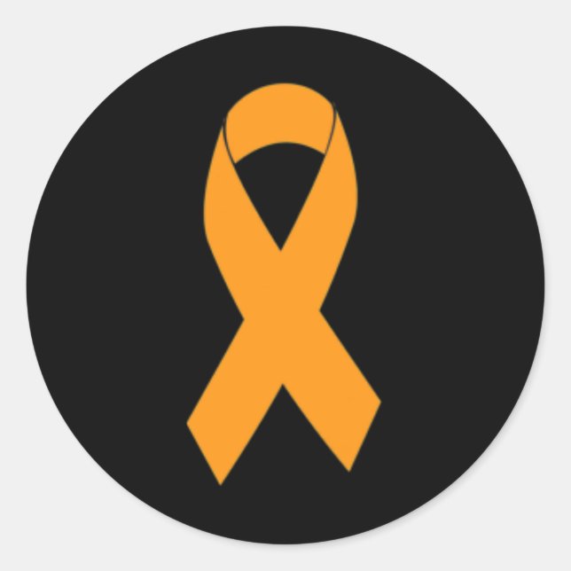 Pegatina Redonda Imprimir esclerosis múltiple Ms Naranja Ribbon (Anverso)