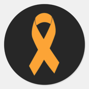 Pegatina Redonda Imprimir esclerosis múltiple Ms Naranja Ribbon