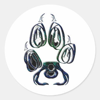 Pegatina Redonda Imprimir Wolf Paw