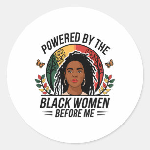 Pegatina Redonda Impulsada por la mujer negra antes que yo, la hist